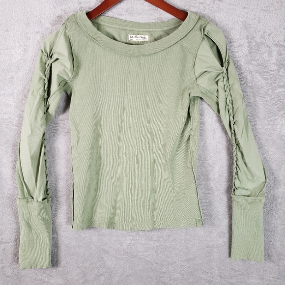 Free People Tops - Free People We The Free Daisy Ribbed Braided Cotton T-Shirt S